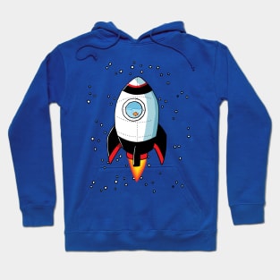 Goldfish in a Rocket Ship and Stars Hoodie